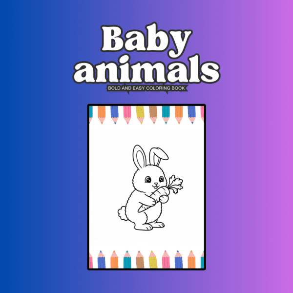 Cover of Free Baby Animals Coloring Book for Kids Ages 3–7 – bold and easy designs for toddlers and preschoolers.